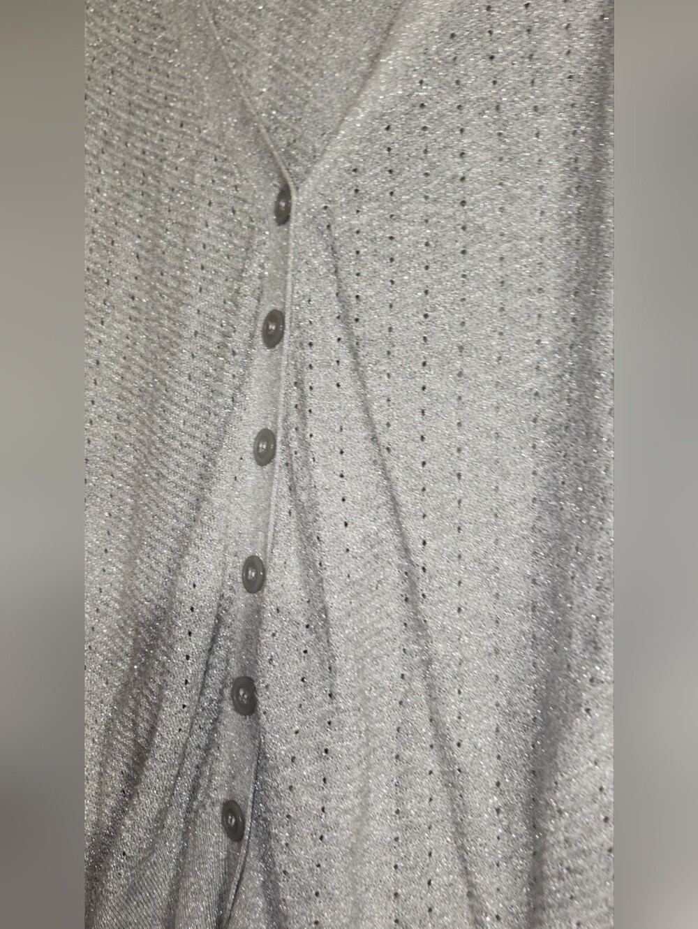 Lane Bryant Silver Metallic Lightweight Pointelle Knit Cardigan 18/20
